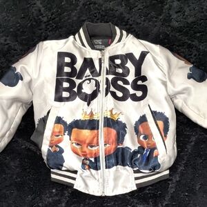 Boutique Baby Boss Kids Puffer Jacket - White